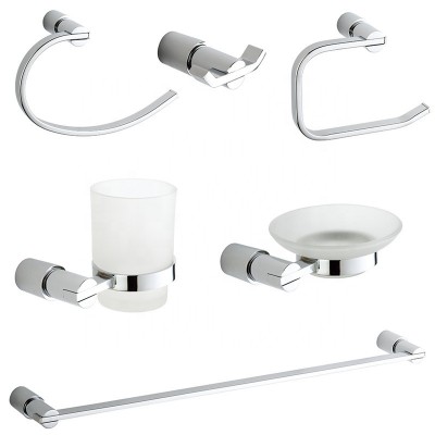 Round design simple square design zinc alloy chrome bathroom set accessories