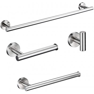 4 pieces Silver modern hotel washroom wall mount stainless steel bathroom hardware set