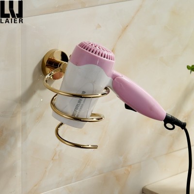 gold Finish Bath accessories Wall Mounted brass Hair Dryer Holder