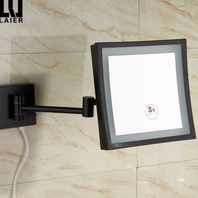 Bathroom Wall Mounted 3XMagnifying LED Mirror ORB Finished Foldable Make Up Mirror