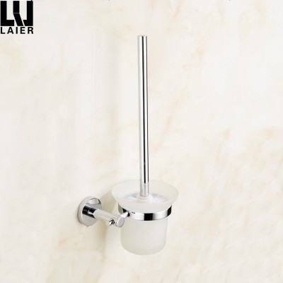 OEM/ODM Wenzhou Direct Factory Bath Hardware Glass Cup Material Brass Chrome Finishing Toilet Brush with Holder Cleaning Tools