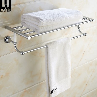 Brass Material Holder Bar Bathroom Shower Tub Wall Shelf Mounted Towel Rack chrome finished