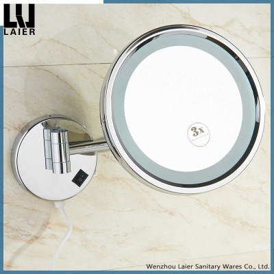 8-inch led lighted wall mount makeup mirror with 3x magnification