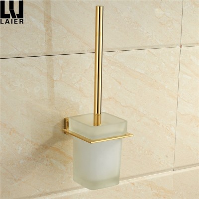 Wholesale High Demand Product Wall Mount Gold Toilet Bowl Cleaner Glass Zinc Brush Holder