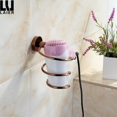 Rose gold Bath hardware Wall Mounted brass Hair Dryer Holder