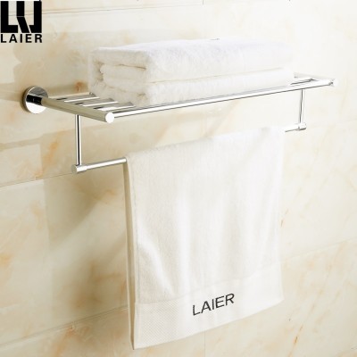 Bathroom Simple Designs Brass Chrome Wall Mounted Clothes Hanger Towel Shelf