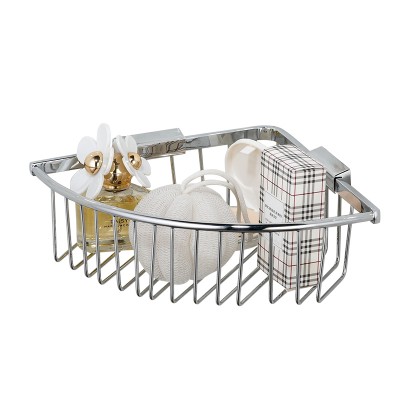 New Arrival High Quality Wall Mount Corner Brass Chrome / Nickel / Black Storage Baskets For Bath Room