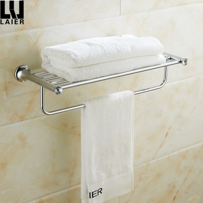 Multi-functional Factory supplier Zinc alloy Polish Bathroom accessories Wall mounted towel shelf with crystal