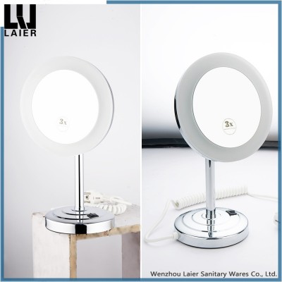 Standing Up Bathroom Mirror 3x Magnifying With LED Lights mirror For Beauty Make Up