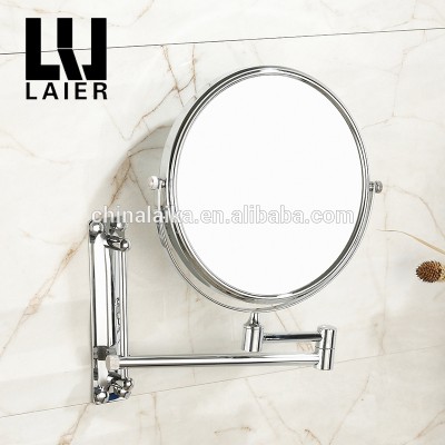 Trifold magnifying wall mounted swivel round mirror sanitary set vanity dressing bath mirror